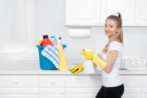 Person treating a fabric stain with cleaning solution